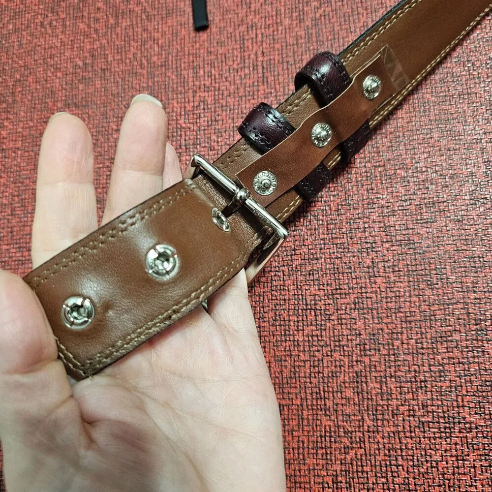 Torino Aniline Kipskin Dress Belt Brown 42 Office Preppy Luxury Removable Buckle